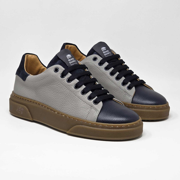 NEVADA IN PELLE GRIGIO BLU NAVY