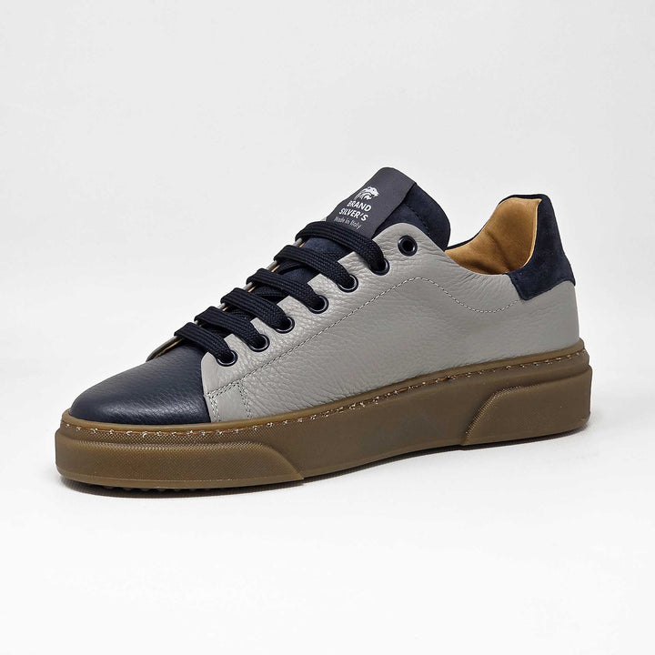 NEVADA IN PELLE GRIGIO BLU NAVY