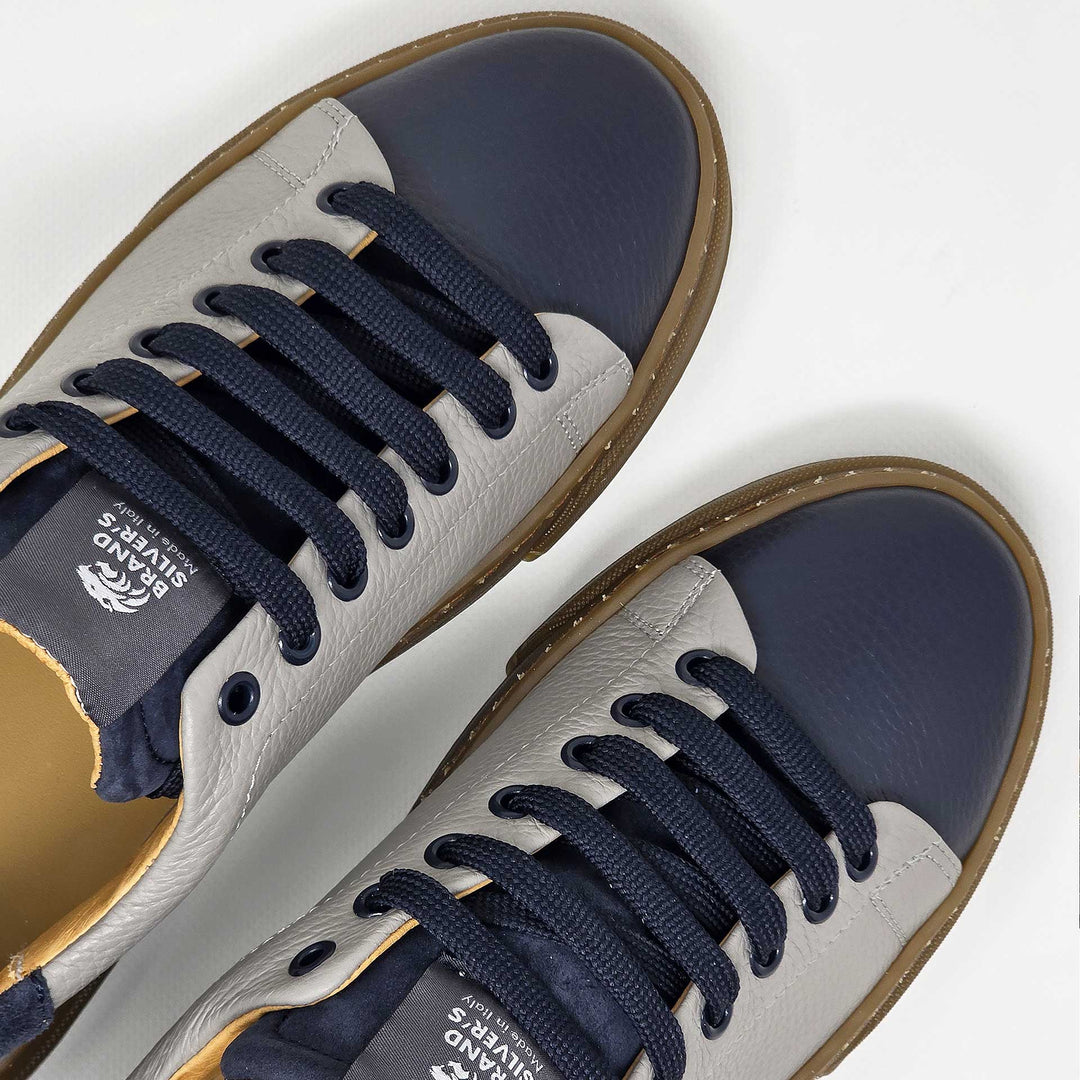 NEVADA IN PELLE GRIGIO BLU NAVY