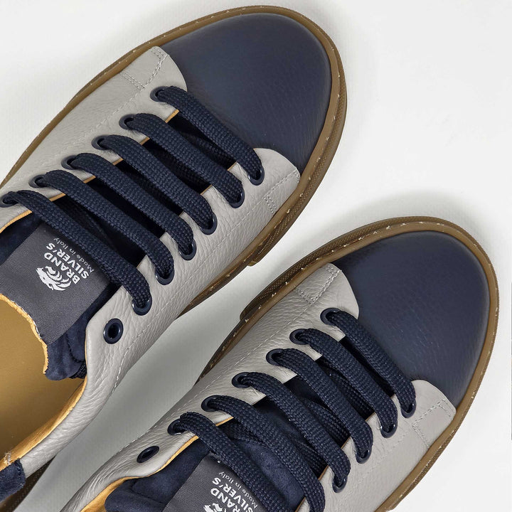 NEVADA IN PELLE GRIGIO BLU NAVY