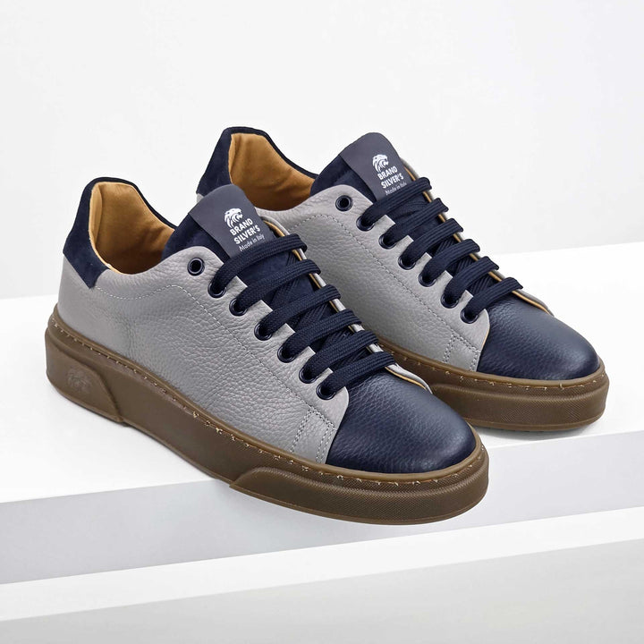 NEVADA IN PELLE GRIGIO BLU NAVY
